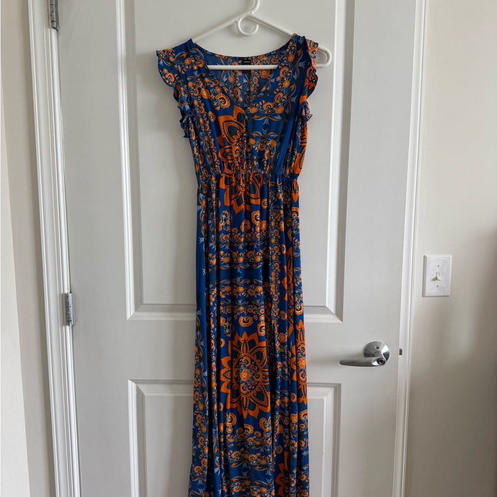 SHEIN Vibrant Blue and Orange Maxi Dress